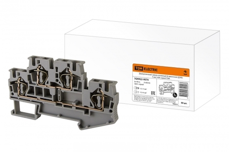 TDM ELECTRIC SQ0822-0070 Двухуровневый зажим клеммный безвинтовой (ДЗКБ) 4 мм2 40А серый TDM